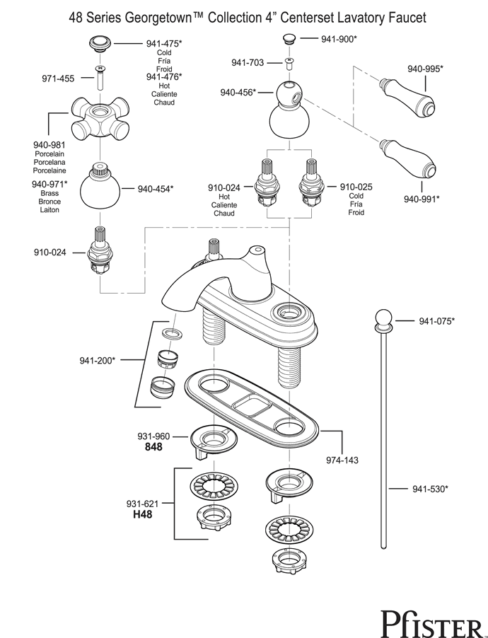 Pfister 48 Series Georgetown Replacement Parts 48 Series Georgetown Replacement Parts