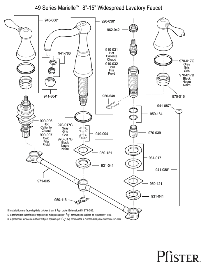 Lead Free Bathroom Faucet Replacement Parts Pfister 49 Series Bathroom Faucet Replacement Parts